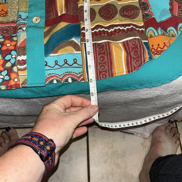 VTG Silver Threads 2xl Shirt. Long Cuff Sleeve. Fringe In Front. - Picture 8 of 9